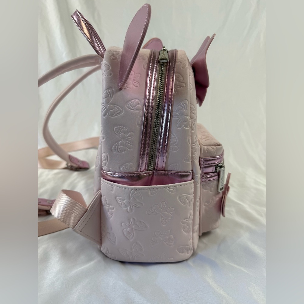 Disney Loungefly Minnie Mouse Butterfly Pink Mini Backpack Rose Gold Ears - Picture 8 of 14
